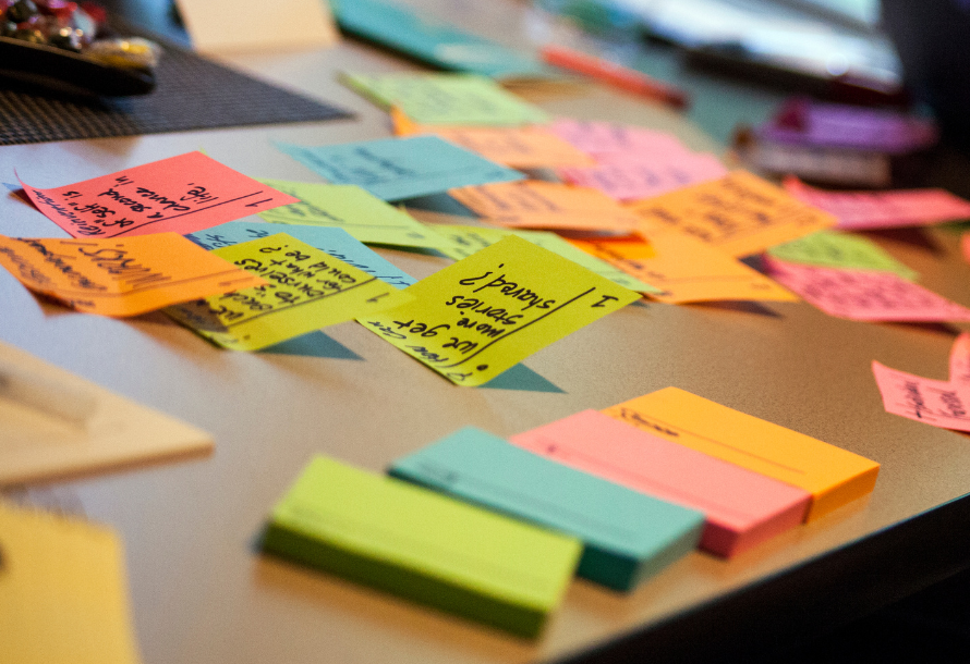 Sticky notes on a table